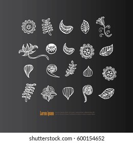 Set of flower doodles.flower doodle.use for drawing page.vector illustration.