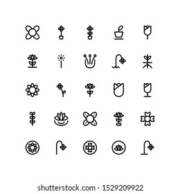 Set of flower, environment, plant, nature, outline style icon - vector