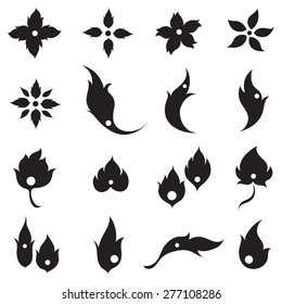 set of flower floral leaf vector design pattern