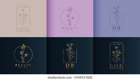 set of flower floral logo concept template