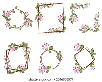 Conjunto de flor con hoya carnosa. Plantilla para tarjeta de invitación a la boda o postal. Ilustración del vector