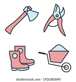 Set of Flower and Gardening icon. Gardening pack symbol template for graphic and web design collection logo vector illustration