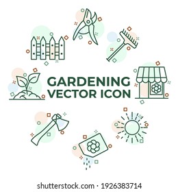 Set of Flower and Gardening icon. Gardening pack symbol template for graphic and web design collection logo vector illustration