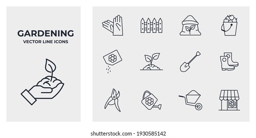 Set Of Flower And Gardening Icon. Gardening Pack Symbol Template For Graphic And Web Design Collection Logo Vector Illustration