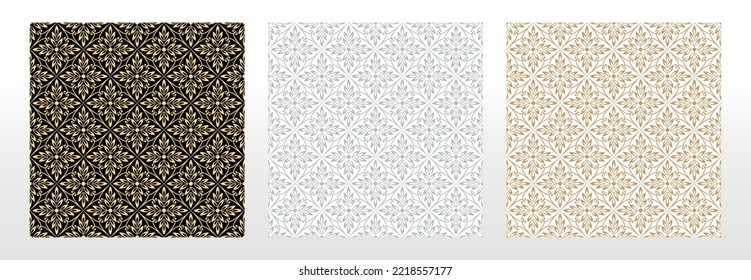 Conjunto de patrones geométricos de flores. Fondo vectorial impecable. Ornamentos de color