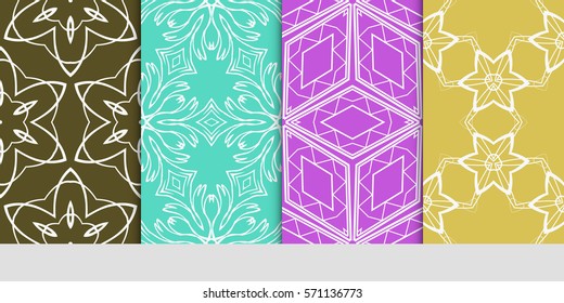 set of flower, GEOMETRIC seamless pattern. Arabesque. vector illustration. for design, invitation wedding, valentine's, background, wallpaper, interior