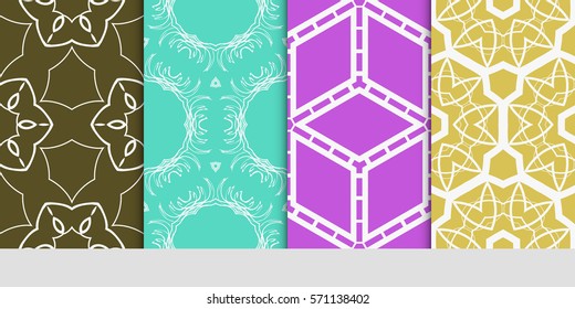 set of flower, GEOMETRIC seamless pattern. Arabesque. vector illustration. for design, invitation wedding, valentine's, background, wallpaper, interior