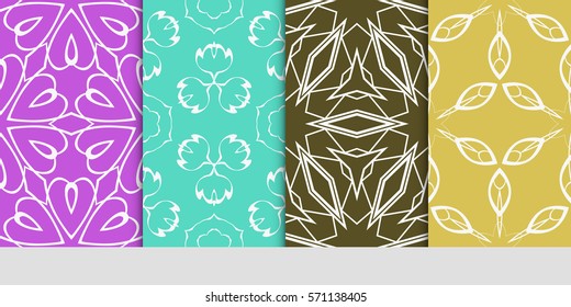 set of flower, GEOMETRIC seamless pattern. Arabesque. vector illustration. for design, invitation wedding, valentine's, background, wallpaper, interior