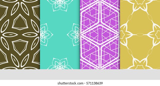 set of flower, GEOMETRIC seamless pattern. Arabesque. vector illustration. for design, invitation wedding, valentine's, background, wallpaper, interior