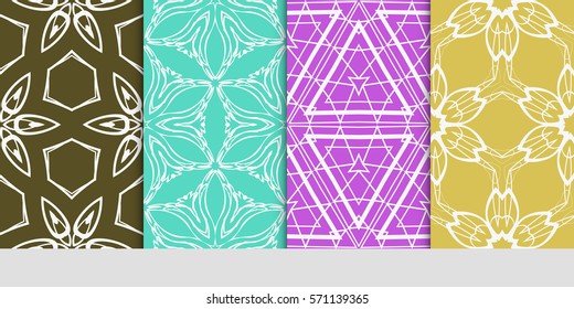 set of flower, GEOMETRIC seamless pattern. Arabesque. vector illustration. for design, invitation wedding, valentine's, background, wallpaper, interior