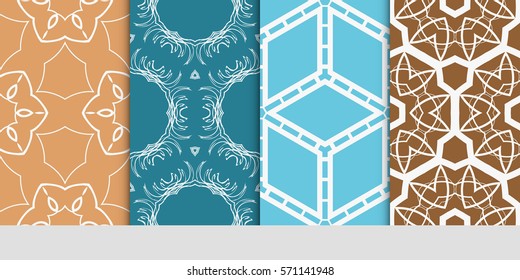 set of flower, GEOMETRIC seamless pattern. Arabesque. vector illustration. for design, invitation wedding, valentine's, background, wallpaper, interior