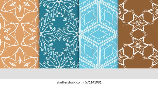 set of flower, GEOMETRIC seamless pattern. Arabesque. vector illustration. for design, invitation wedding, valentine's, background, wallpaper, interior