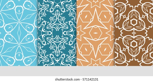 set of flower, GEOMETRIC seamless pattern. Arabesque. vector illustration. for design, invitation wedding, valentine's, background, wallpaper, interior