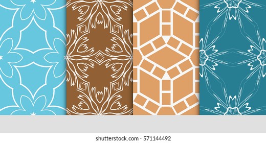 set of flower, GEOMETRIC seamless pattern. Arabesque. vector illustration. for design, invitation wedding, valentine's, background, wallpaper, interior