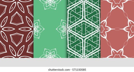 set of flower, GEOMETRIC seamless pattern. Arabesque. vector illustration. for design, invitation wedding, valentine's, background, wallpaper, interior