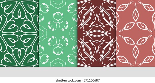 set of flower, GEOMETRIC seamless pattern. Arabesque. vector illustration. for design, invitation wedding, valentine's, background, wallpaper, interior