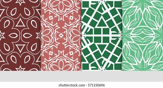 set of flower, GEOMETRIC seamless pattern. Arabesque. vector illustration. for design, invitation wedding, valentine's, background, wallpaper, interior