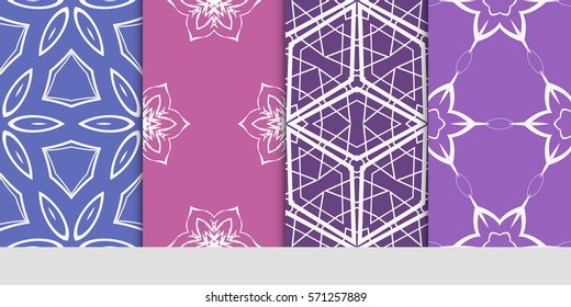 set of flower, GEOMETRIC seamless pattern. Arabesque. vector illustration. for design, invitation wedding, valentine's, background, wallpaper, interior