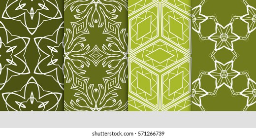 set of flower, GEOMETRIC seamless pattern. Arabesque. vector illustration. for design, invitation wedding, valentine's, background, wallpaper, interior