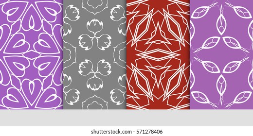 set of flower, GEOMETRIC seamless pattern. Arabesque. vector illustration. for design, invitation wedding, valentine's, background, wallpaper, interior