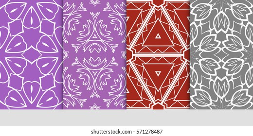 set of flower, GEOMETRIC seamless pattern. Arabesque. vector illustration. for design, invitation wedding, valentine's, background, wallpaper, interior