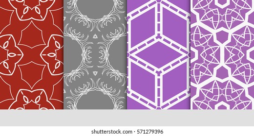 set of flower, GEOMETRIC seamless pattern. Arabesque. vector illustration. for design, invitation wedding, valentine's, background, wallpaper, interior