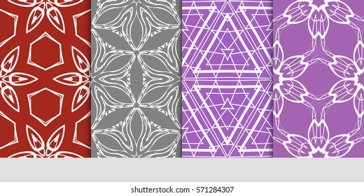 set of flower, GEOMETRIC seamless pattern. Arabesque. vector illustration. for design, invitation wedding, valentine's, background, wallpaper, interior