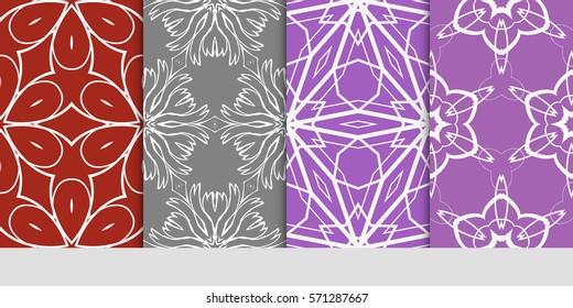 set of flower, GEOMETRIC seamless pattern. Arabesque. vector illustration. for design, invitation wedding, valentine's, background, wallpaper, interior