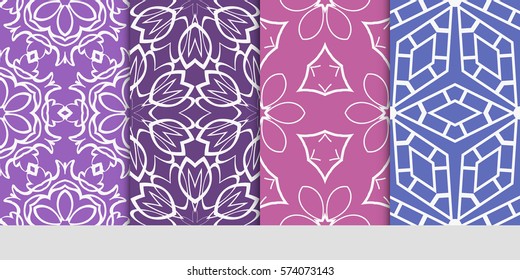 set of flower, geometric seamless pattern. Arabesque. vector illustration. for design, invitation wedding, valentine's, background, wallpaper, interior