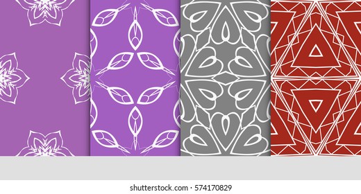 set of flower, geometric seamless pattern. Arabesque. vector illustration. for design, invitation wedding, valentine's, background, wallpaper, interior