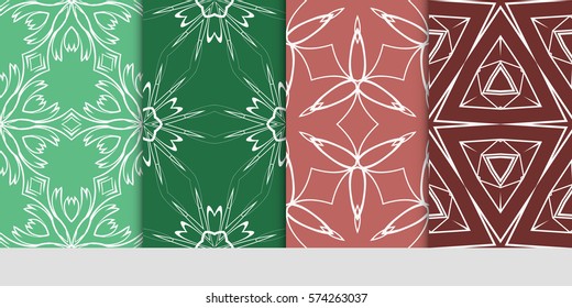 set of flower, geometric seamless pattern. Arabesque. vector illustration. for design, invitation wedding, valentine's, background, wallpaper, interior