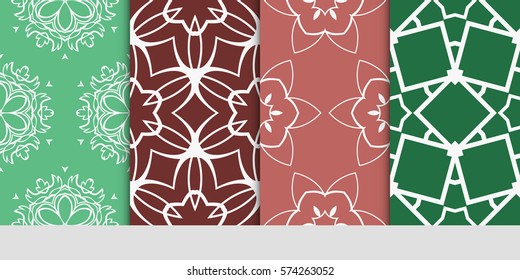 set of flower, geometric seamless pattern. Arabesque. vector illustration. for design, invitation wedding, valentine's, background, wallpaper, interior