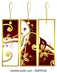 Set of flower gift tags, vector