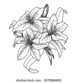 A set of flower with Hand drawn vintage illustration, flower and decoration elements perfect for print on t-shirt, card, poster and many more