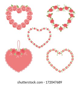 Set of flower heart frames