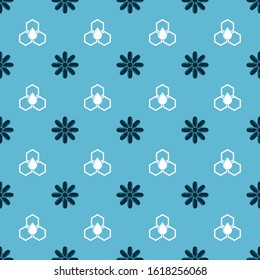 Set Flower and Honeycomb on seamless pattern. Vector
