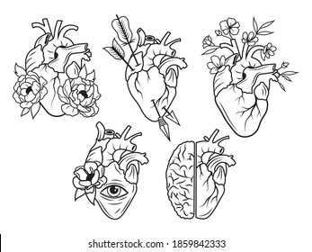 Set flower human heart