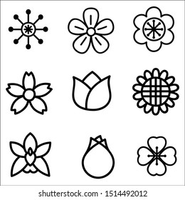 Set of flower icon collection - vector illustration.