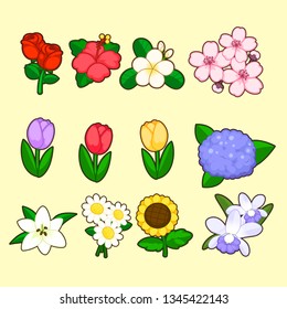 set of flower icon for decoration