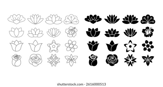 Set of flower icon with flat design