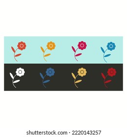 Set Flower icon isolated on black and blue background. Vector Illustration