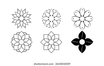 Set of Flower icon logo vector isolated on white background