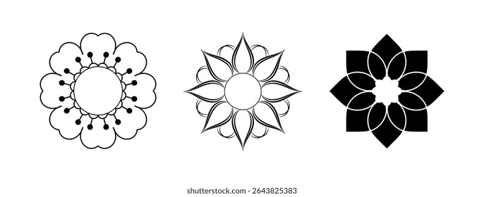 Conjunto de ícone Flor logotipo vetor isolado no fundo branco