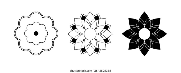 Conjunto de ícone Flor logotipo vetor isolado no fundo branco