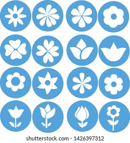 set of flower icon on white background