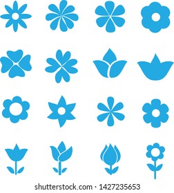 set of flower icon on white background