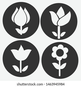 set of flower icon on white background