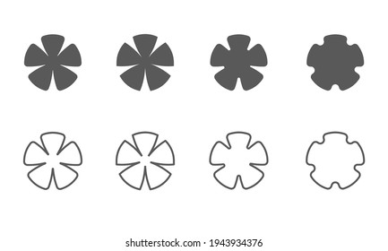 Set of flower icon. Outline and fill icon design isolated on background. Usable for icon, logo, ornament, and decoration. Flat design vector.