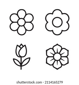 set flower icon, plant illustration