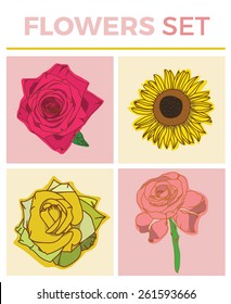 Set of flower icons